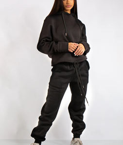 Conjunto de Sudadera con Capucha y Pantalones Acampanados de Terciopelo Lavado Ácido para Hombre, con Parches Bordados Desgastados, Estilo Invernal, Unisex - Product Image 4