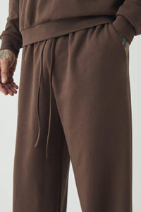 Pantalon homme lavé sur mesure, article le plus vendu en 2026, pantalon de survêtement ample personnalisé, 100% coton, marron, lourd, pantalon évasé - Product Image 6