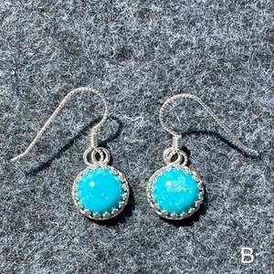 Pendiente de turquesa real de alta calidad con 10mm redondo Kingman piedra preciosa joyería de plata esterlina hecho a mano anillo de piedra azul regalo para ella - Product Image 2