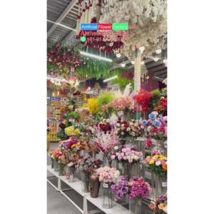 Hojas Artificiales Verde Brillante con Flores Blancas, Ramo AFF -40 - Product Image 2