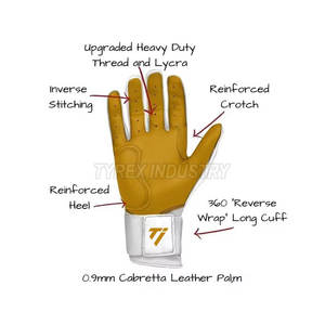 Baseball Batting Gloves Bruce <b>Bolt</b> style Pro Style Leather Feel Durable Grip for Practice and Match Use - Product Image 2