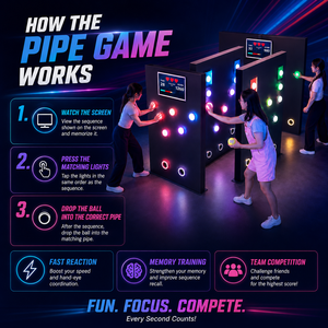เกมติดผนังแบบกดปุ่มไฟ LED สำหรับเล่นกับท่อและลูกบอล  กระตุ้นการเล่นแบบอินเทอร์แอคทีฟในห้อง - Product Image 1