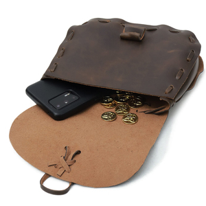 Bolsa Medieval de Cuero de Estilo Auténtico para LARP Roleplay y Recreación, Bolsa de Cinturón de Cuero Vintage Hecha a Mano - Product Image 3