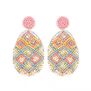 Pendientes de cuentas de semillas de ganchillo hechos a mano de diseñador, joyería de moda multicolor para mujer, venta al por mayor con estilo - Product Image 1