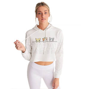 Jersey delantero de lona con forro ligero personalizado de alta calidad, Top corto informal de manga larga para mujer, Sudadera con capucha acolchada de invierno estampada - Product Image 1
