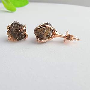 Boucles d'oreilles en quartz fumé plaqué or rose de style classique fait à la main 5-7mm bijoux en pierres précieuses naturelles pour femmes cadeau parfait - Product Image 4