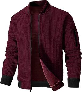 Blouson aviateur kaki foncé d'hiver léger pour hommes, décontracté avec poches latérales confortables réglables, poignets élastiques à fermeture éclair sur le devant - Product Image 1