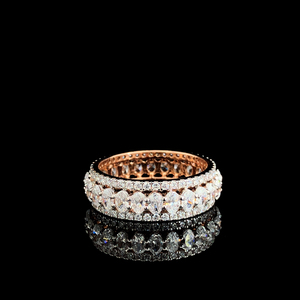 Elegante banda de eternidad de diamantes de oro rosa para mujer con diamantes cultivados en laboratorio ovalados 14KT acabado pulido Ideal para ropa de fiesta - Product Image 3