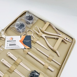Best Selling Beige Tools Hair Extension Set with Beige Case and Private Label Micro link and Removal Pliers ,Clips <b>Bead</b> & <b>Thread</b> - Product Image 3