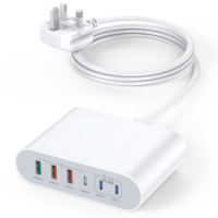 Chargeur de bureau HNT OEM ODM 200W GaN, 3 ports Type C, 3 ports USB-A, station de charge multi-appareils, adaptateur secteur Carga Rapida, prise US EU UK AU