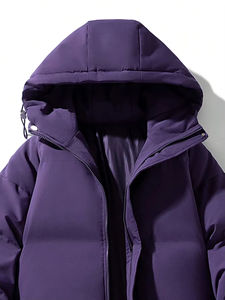 Blouson matelassé pour homme, couleur unie, personnalisable, col montant, style streetwear d'hiver, entièrement personnalisable, en polyester, blouson bomber - Product Image 3