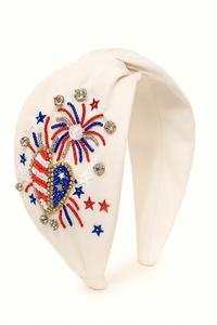 Diadema Patriótica con cuentas para mujer, calidad de exportación, diseño de bandera de fuegos artificiales rojo, blanco y azul, accesorio cómodo, accesorios de moda - Product Image 5