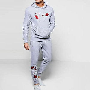 Survêtements à capuche d'hiver 2025 Best-seller Nouvelle arrivée Ensembles 100% coton avec patch de broderie à motif solide Vente en ligne - Product Image 2