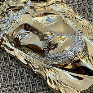 Hip Hop Iced Out Jesus Pendant Necklace Rhodium Plated on 925 Sterling Silver with <b>Large</b> Moissanite <b>Stones</b> Luxury Men's Jewelry - Product Image 4