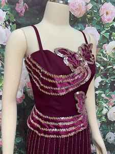 Mini robe de bal de mode Simple avec crêpe solide avant taille naturelle Silhouette droite embelli perles et broderie de poire - Product Image 3