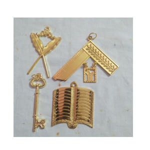 Juego de 5 Piezas de Joyas para Collar de Logia Masónica, Chapado en Oro, Modelo Worshipful Master Blue Lodge, Último Modelo en Oro - Product Image 2