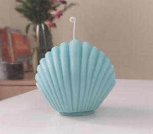 เทียนหอมรูปเปลือกหอยทำมือสำหรับตกแต่งกลางเทียนถั่วเหลืองเทียนหอมสีฟ้า - Product Image 1