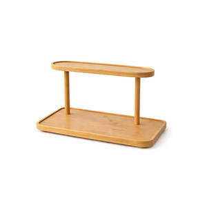 Étagère de rangement moderne à 2 niveaux en bambou, douce, écologique, multifonctionnelle, en bois, pour la cuisine et la salle de bain, pour le rangement à domicile - Product Image 1