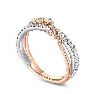 Jeulia Rose Gold Two-Tone <b>Cross</b> Flower <b>Ring</b>-Sterling <b>Silver</b> Statement Jewelry - Product Image 4