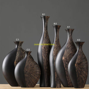 Florero acanalado de oro antiguo, maceta decorativa de Metal elegante para flores secas, arreglos de imitación y decoración de lujo para el hogar - Product Image 2