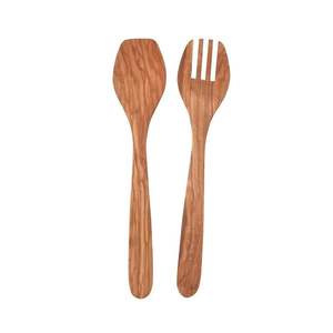 Dernier arrivage Serveur à salade en bois Cuillère Fourchette Service Set Manche brun Ustensile de service Serveur à salade Bois Résine Vaisselle Couverts - Product Image 4