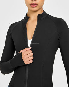 เสื้อแจ็คเก็ตโยคะทรงสลิมฟิตสไตล์ลูลู่สำหรับผู้หญิง ซิปเต็มตัว คอตั้ง มีช่องสำหรับนิ้วโป้ง เหมาะสำหรับวิ่ง ออกกำลังกาย แห้งเร็ว ช่วยกระชับสัดส่วน - Product Image 4