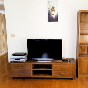 Soporte de TV de teca moderno nórdico con 4 cajones, muebles de sala de estar de madera de estilo de diseño chino para el hogar o el Hotel - Product Image 5