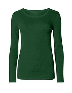 T-shirt basique à manches longues pour femme, col rond ajusté, haut décontracté en coton pour tous les jours - Product Image 1