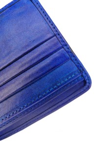Portefeuilles bleus en cuir véritable pour hommes, avec logo et motifs personnalisés, multi-emplacements pour cartes RFID, doublure souple, porte-cartes de qualité supérieure, vente en gros - Product Image 3
