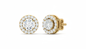 Pendientes de Botón Clásicos con Halo de Diamantes Redondos para Mujer, con un Brillo Brillante y un Estilo Elegante, Perfectos para Uso Diario - Product Image 2