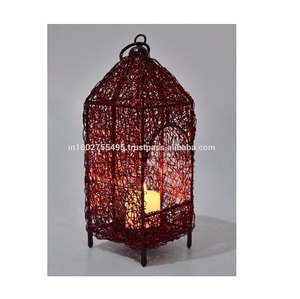 attractive iron hut <b>cage</b> candle holder with iron wire wrap hanging style t-<b>light</b> candle holder for home decoration - Product Image 6