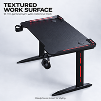 Bureau de jeu USB RGB avec plateau en mélamine texturée et structure en acier pour postes de travail informatiques à domicile et configurations e-sport