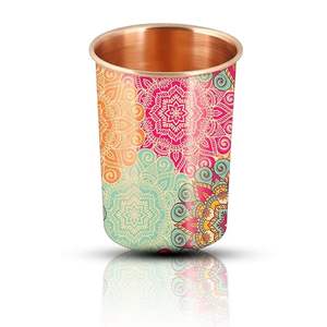 Verre en cuivre imprimé décoratif avec design mandala complexe pour la maison et la table de bureau au prix de gros - Product Image 2