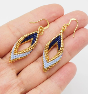 Beautifully <b>Handmade</b> New <b>Handmade</b> <b>Earrings</b> Folded Beaded <b>Earrings</b>, Gift for Girlfriend - Product Image 2