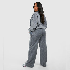 Chándal de algodón para mujer con lavado ácido Vintage 2025 con capucha y cremallera estilo Hip Hop callejero hecho a medida en Pakistán para la temporada de primavera - Product Image 2