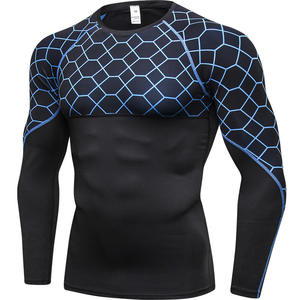 MMA Rash Guard Hecho en poliéster Spandex Gimnasio Fitness Camisas para hombres Manga larga Rash Guard con logotipo personalizado - Product Image 1