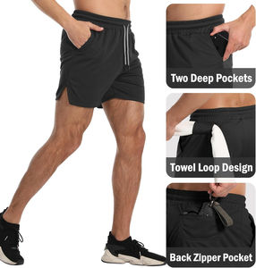<b>Men's</b> Gym Workout <b>Shorts</b> Lightweight Bodybuilding Athletic Running Training <b>with</b> <b>Zip</b> Pockets Custom Printed Solid Gym <b>Shorts</b> - Product Image 5