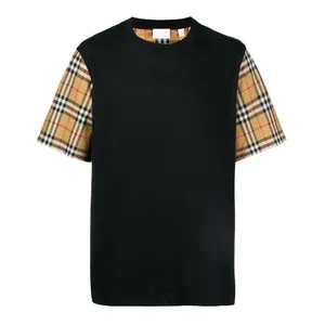 पुरुषों, महिलाओं के लिए हर रोज पहनने के लिए हॉट सेल कस्टम यूनिसेक्स कॉटन धारीदार टी-शर्ट फैशन ट्रेंड ब्लैंक डिज़ाइन