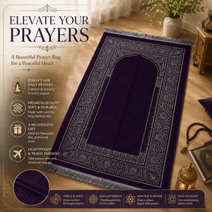 Alfombra de Oración Islámica de Chenilla Rosa Claro con Diseño de Mihrab, Alfombra Musulmana para Hajj, Umrah, Ramadán, Regalo de Eid, Hecho en Turquía - Product Image 5