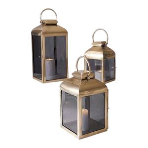 Ensemble de 3 lanternes à bougies en verre et métal doré modernes, porte-bougie décoratif de luxe pour mariage, décoration de la maison, jardin extérieur - Product Image 1