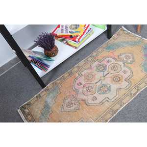 พรมขนาด 1.6x3.4 ฟุต, พรมตุรกี, พรมลายสัตว์สีน้ำเงินวินเทจทำจากขนสัตว์ - Product Image 2