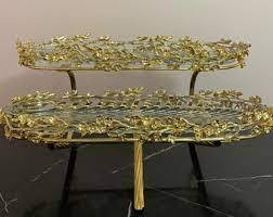 Laiton et verre 2 niveaux traiteur chauffe-plats pour la maison hôtel Restaurant ustensiles de cuisine plat de service décor couleur or plat de service - Product Image 6