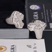 Anillo de Plata de Ley 925 con Incrustaciones de Diamantes para Hombre, Listo para Enviar, Pasa el Test de Diamantes, Anillo Cruzado de Moissanita Estilo Hip Hop para Hombre