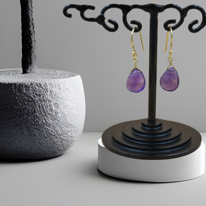 Venta al por mayor 925 joyería de plata esterlina piedra preciosa amatista hermosos pendientes de gota de alta calidad para mujeres en Navidad - Product Image 1