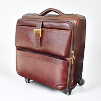 Valise de luxe en cuir véritable marron avec poignée réglable, fermeture éclair, taille personnalisable, grande capacité, polyester de haute qualité