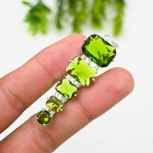Colgante Chapado en plata de apatita de peridoto verde, joyería de moda que parece plata de ley para regalo de aniversario de fiesta de boda - Product Image 1