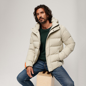 Chaqueta acolchada de lona de invierno informal para hombre, Chaqueta de manga larga con cuello levantado para exteriores, impermeable, transpirable, con cierre de cremallera - Product Image 5