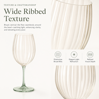 Verres à vin tendance 2026 à nervures larges bicolores en cristal pour la location d'événements, banquets, fêtes, restaurants et la décoration de table