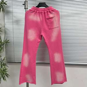 Joggers vintage amples en coton épais brodé, coupe évasée, en molleton français premium, effet délavé, avec dentelle et perles - Product Image 6