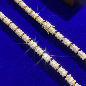 Collares finos personalizados de oro amarillo de 14K, cadena cubana de Hip Hop con diamante de moissanita VVS, certificado IGI para hombres, joyería de regalo - Product Image 3